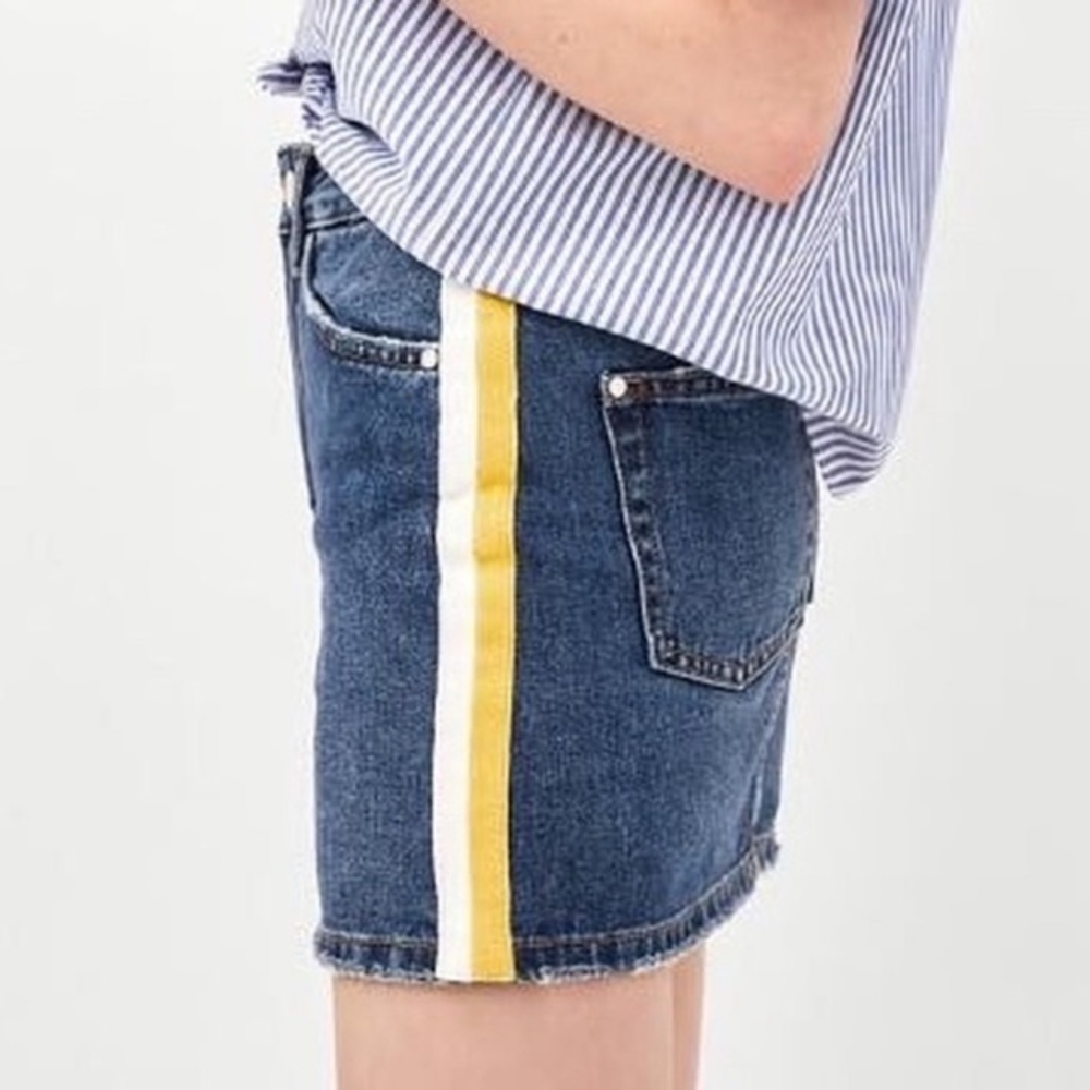 ZARA denim skirt with yellow stripe detail.  Size Small